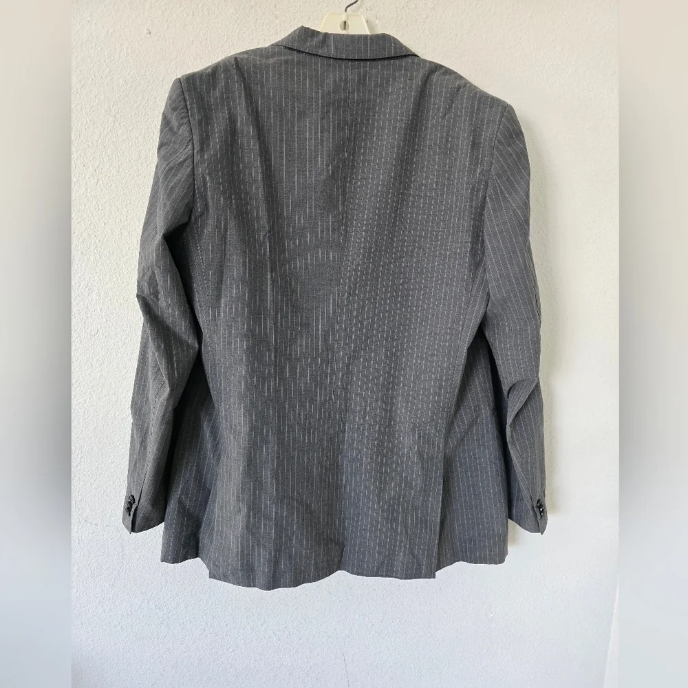Banana Republic Blazer Sports Coat Men 44L Gray PinStriped 2button Exellcent - Picture 12 of 15